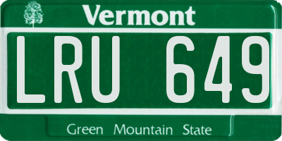 VT license plate LRU649