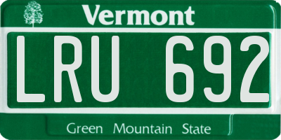 VT license plate LRU692