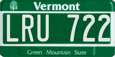 VT license plate LRU722