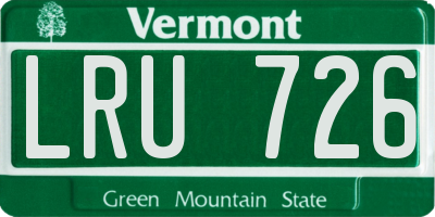 VT license plate LRU726
