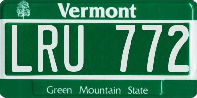 VT license plate LRU772