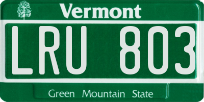 VT license plate LRU803