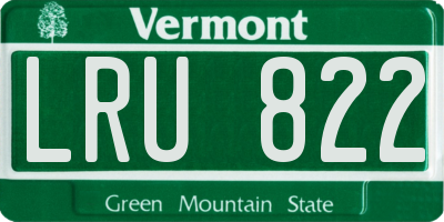 VT license plate LRU822