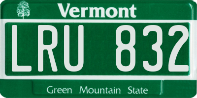 VT license plate LRU832
