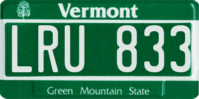 VT license plate LRU833