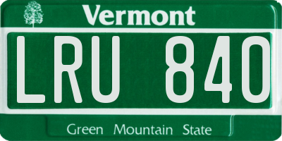 VT license plate LRU840