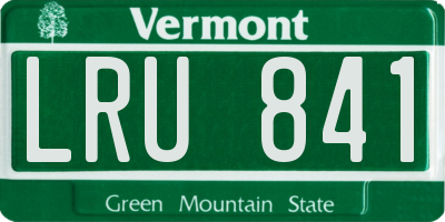 VT license plate LRU841