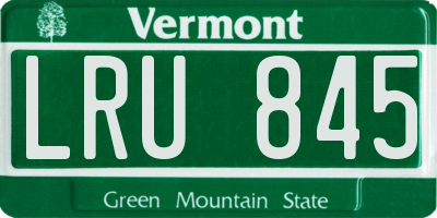 VT license plate LRU845