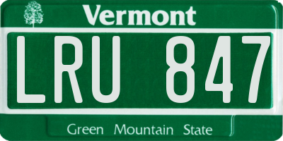 VT license plate LRU847