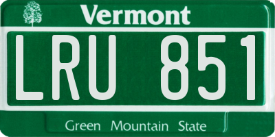 VT license plate LRU851