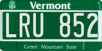 VT license plate LRU852