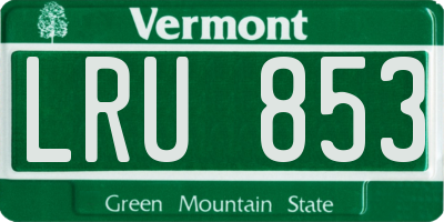 VT license plate LRU853