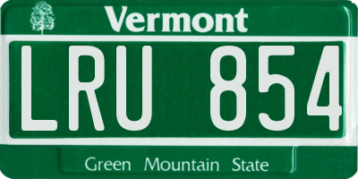 VT license plate LRU854