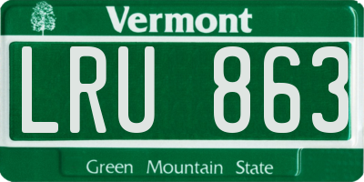 VT license plate LRU863