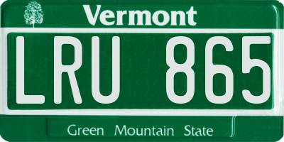 VT license plate LRU865