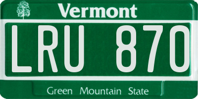 VT license plate LRU870