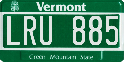VT license plate LRU885