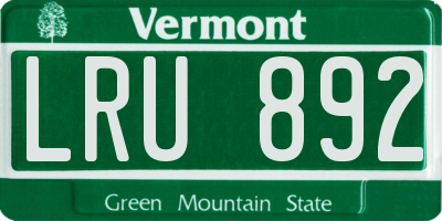 VT license plate LRU892