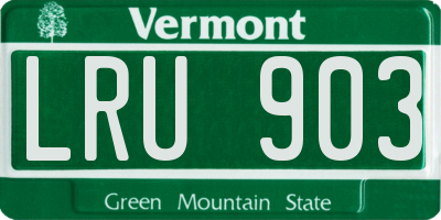 VT license plate LRU903
