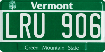 VT license plate LRU906