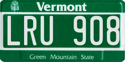VT license plate LRU908