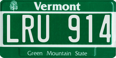 VT license plate LRU914