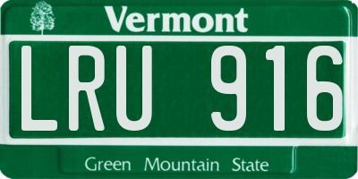 VT license plate LRU916