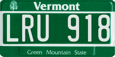 VT license plate LRU918