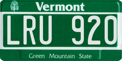 VT license plate LRU920