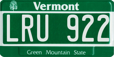 VT license plate LRU922