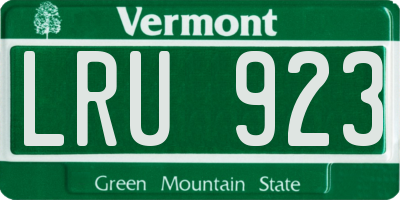 VT license plate LRU923