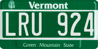 VT license plate LRU924
