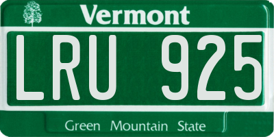 VT license plate LRU925