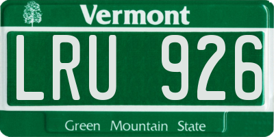 VT license plate LRU926