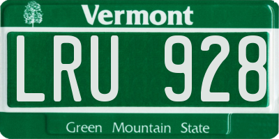 VT license plate LRU928