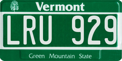 VT license plate LRU929
