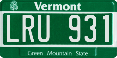 VT license plate LRU931