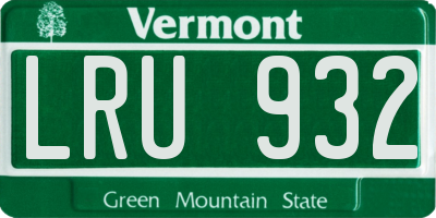 VT license plate LRU932