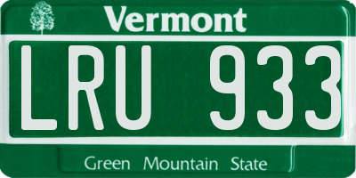 VT license plate LRU933