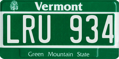 VT license plate LRU934