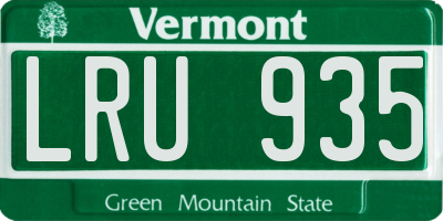 VT license plate LRU935