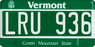 VT license plate LRU936