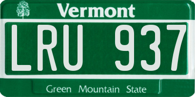 VT license plate LRU937