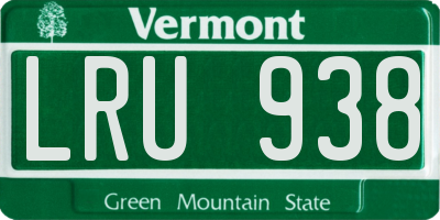 VT license plate LRU938