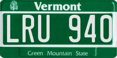 VT license plate LRU940