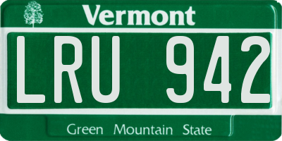 VT license plate LRU942