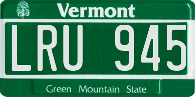 VT license plate LRU945