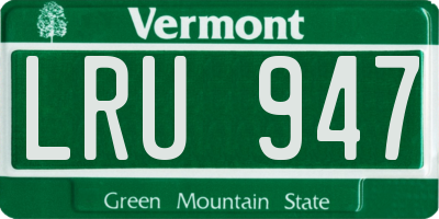 VT license plate LRU947