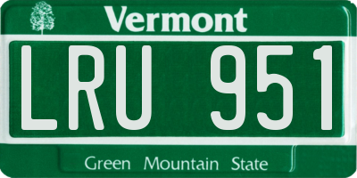 VT license plate LRU951