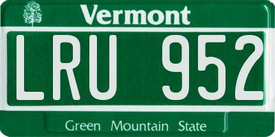 VT license plate LRU952